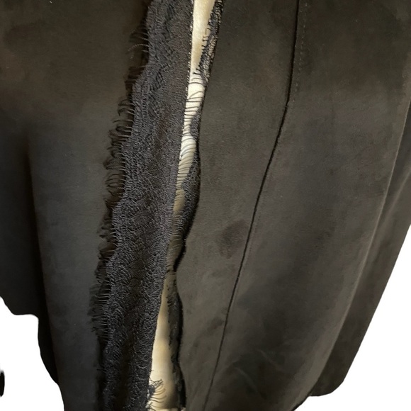 CATHERINE Malandrino Women’s Black Open Drape Cardigan- Size Large Faux Suede - Picture 8 of 10